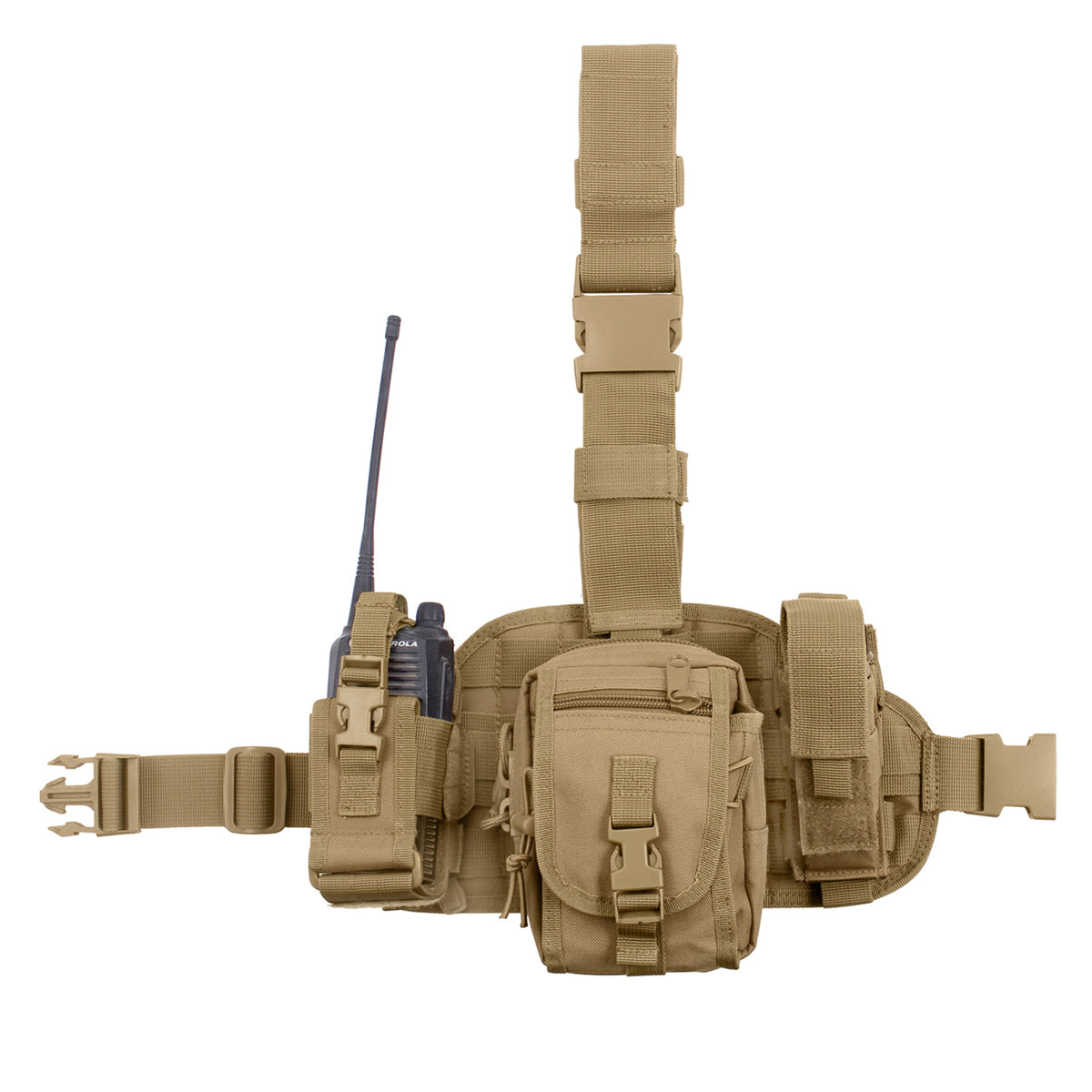 Rothco's Drop Leg Utility Rig features a 6¼” x 12¾” platform with MOLLE loops & padded back and 3 removable MOLLE compatible pouches. www.moralepatches.com.au