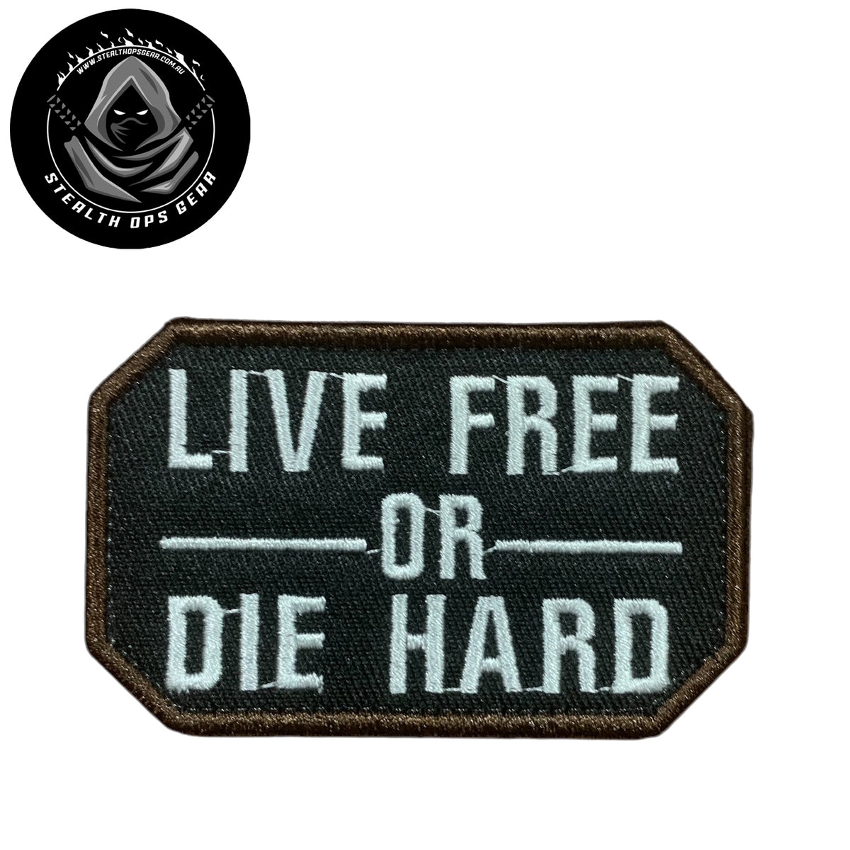 Unleash your creative side with the Live Free White On black Embroidery Patch Hook & Loop. Measuring 8x5cm, this patch features a stunningly embroidered design and a secure hook & loop backing. A must-have for collectors looking for high-quality additions to their collection. www.moralepatches.com.au