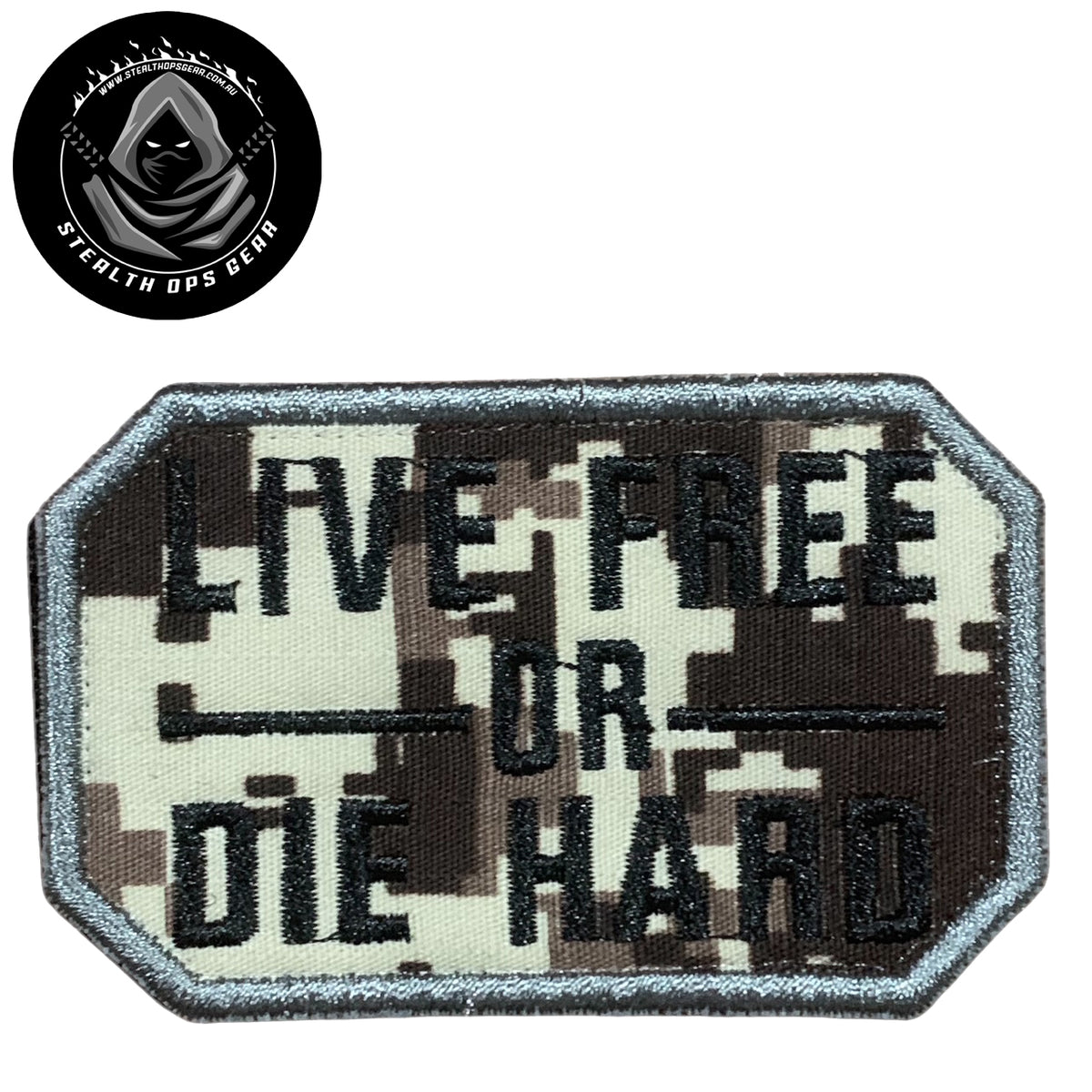 Unleash your creative side with the Live Free Black On ACU Digital Embroidery Patch Hook & Loop. Measuring 8x5cm, this patch features a stunningly embroidered design and a secure hook & loop backing. A must-have for collectors looking for high-quality additions to their collection. www.moralepatches.com.au