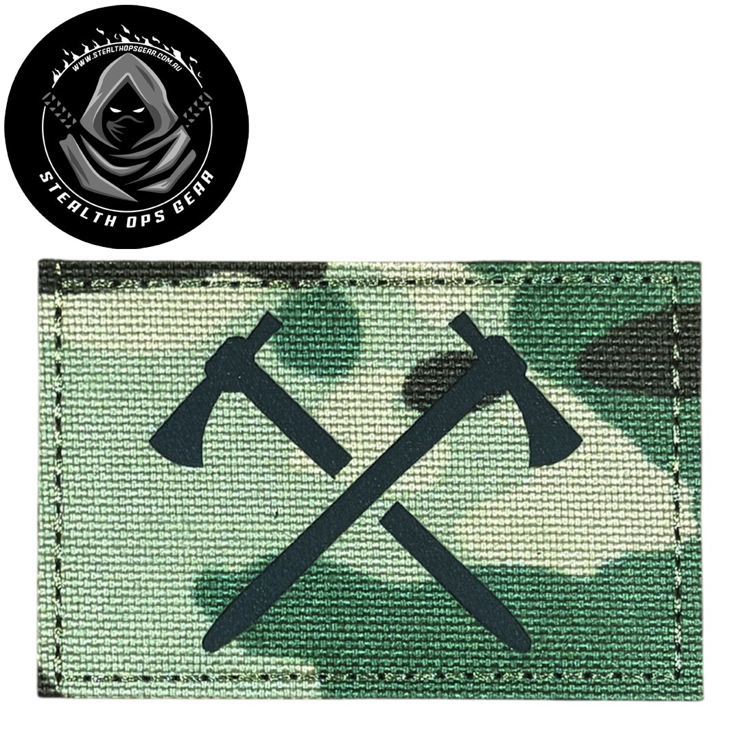Unleash your creativity with the Axes Laser Cut Patch Hook & Loop Stealth Ops Gear! Measuring 8x5cm and featuring a beautifully embroidered design and secure hook & loop backing, this patch is a must-have for any collector. www.moralepatches.com.au