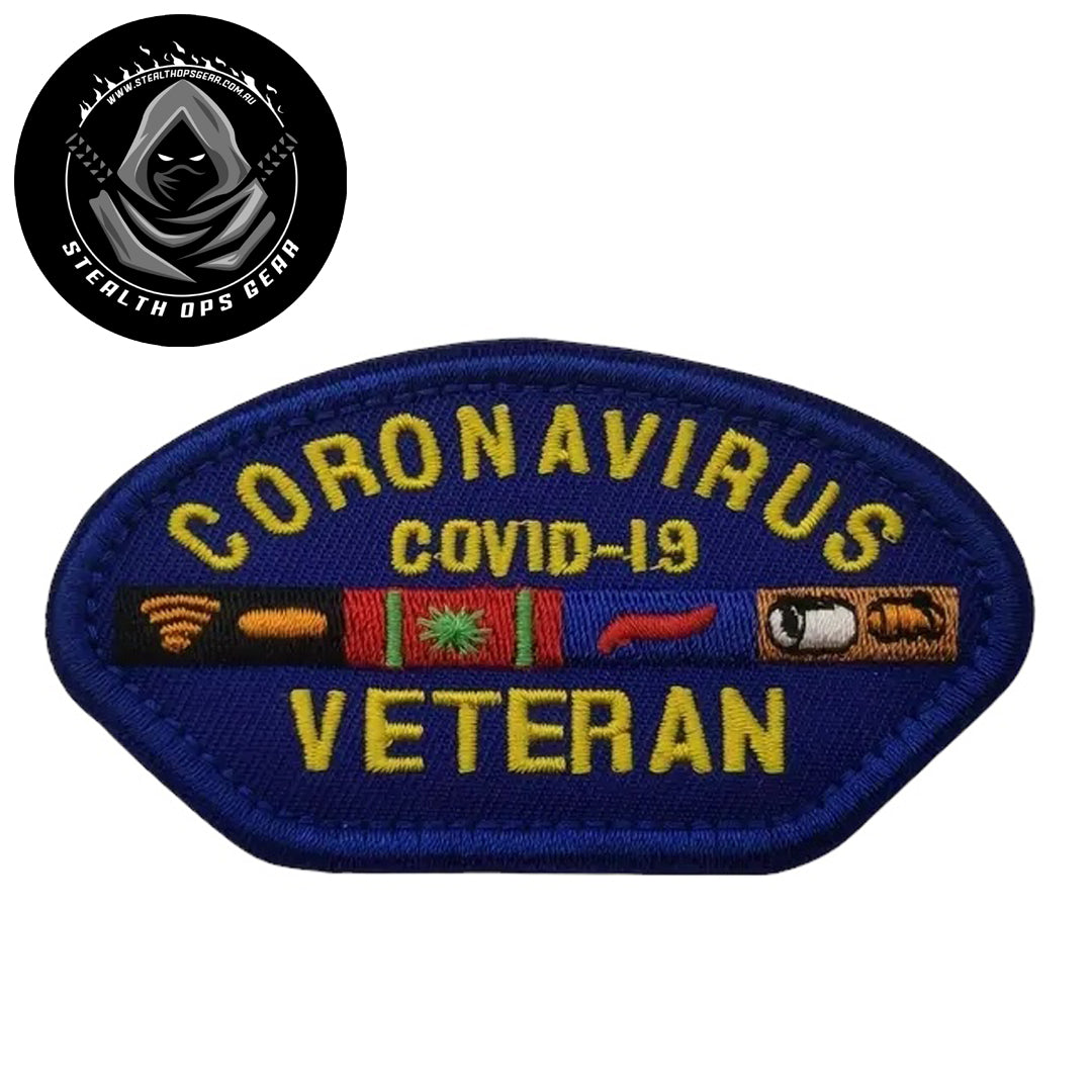 Unleash your creativity with the Coronavirus Veteran Embroidery Morale Patch Hook & Loop Stealth Ops Gear! Measuring 9x5cm and featuring a beautifully embroidered design and secure hook & loop backing, this patch is a must-have for any collector. www.moralepatches.com.au