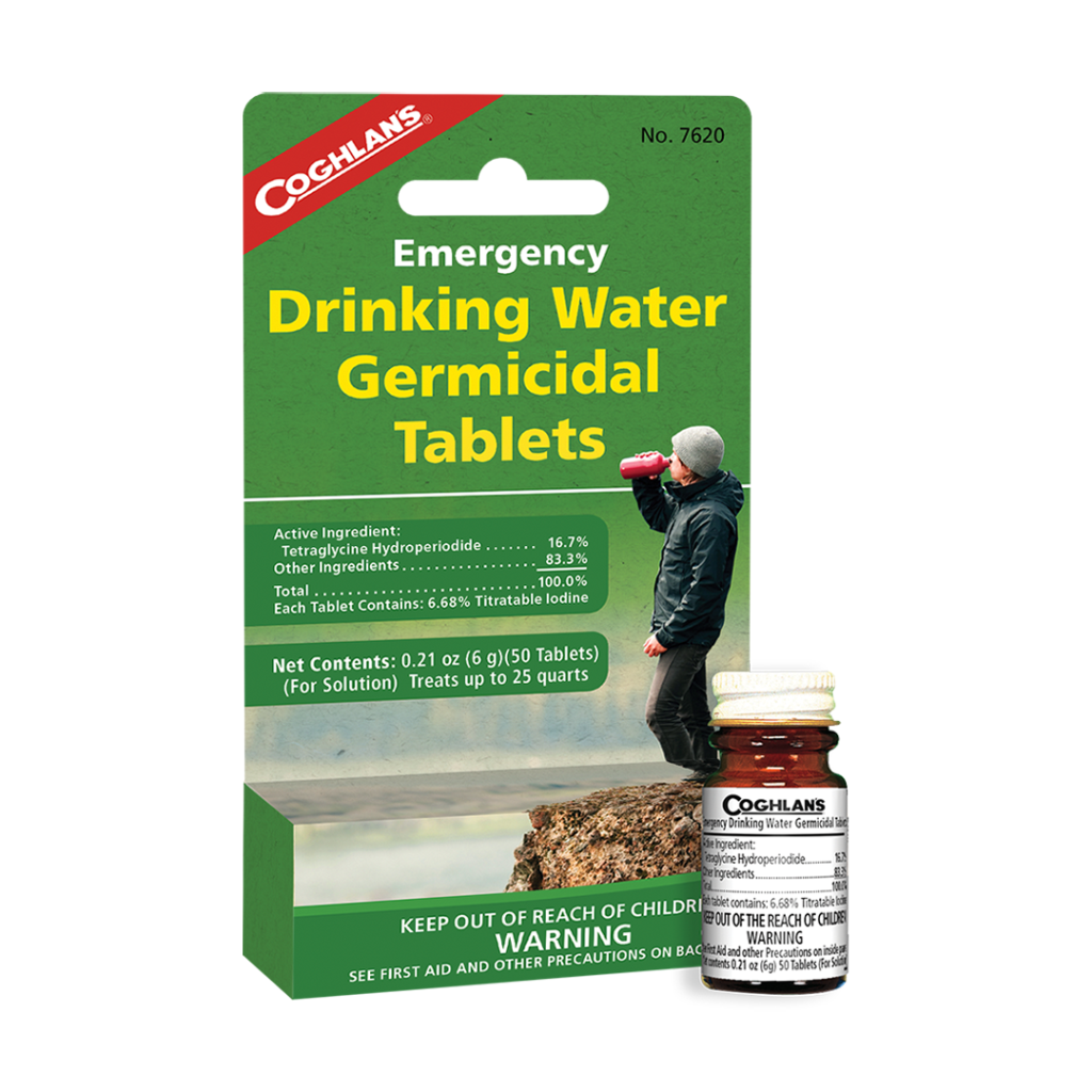 For emergency disinfection of drinking water. When used as directed, the tablets make most water bacteriologically suitable for drinking (proven effectiveness against Giardia lamblia). www.moralepatches.com.au