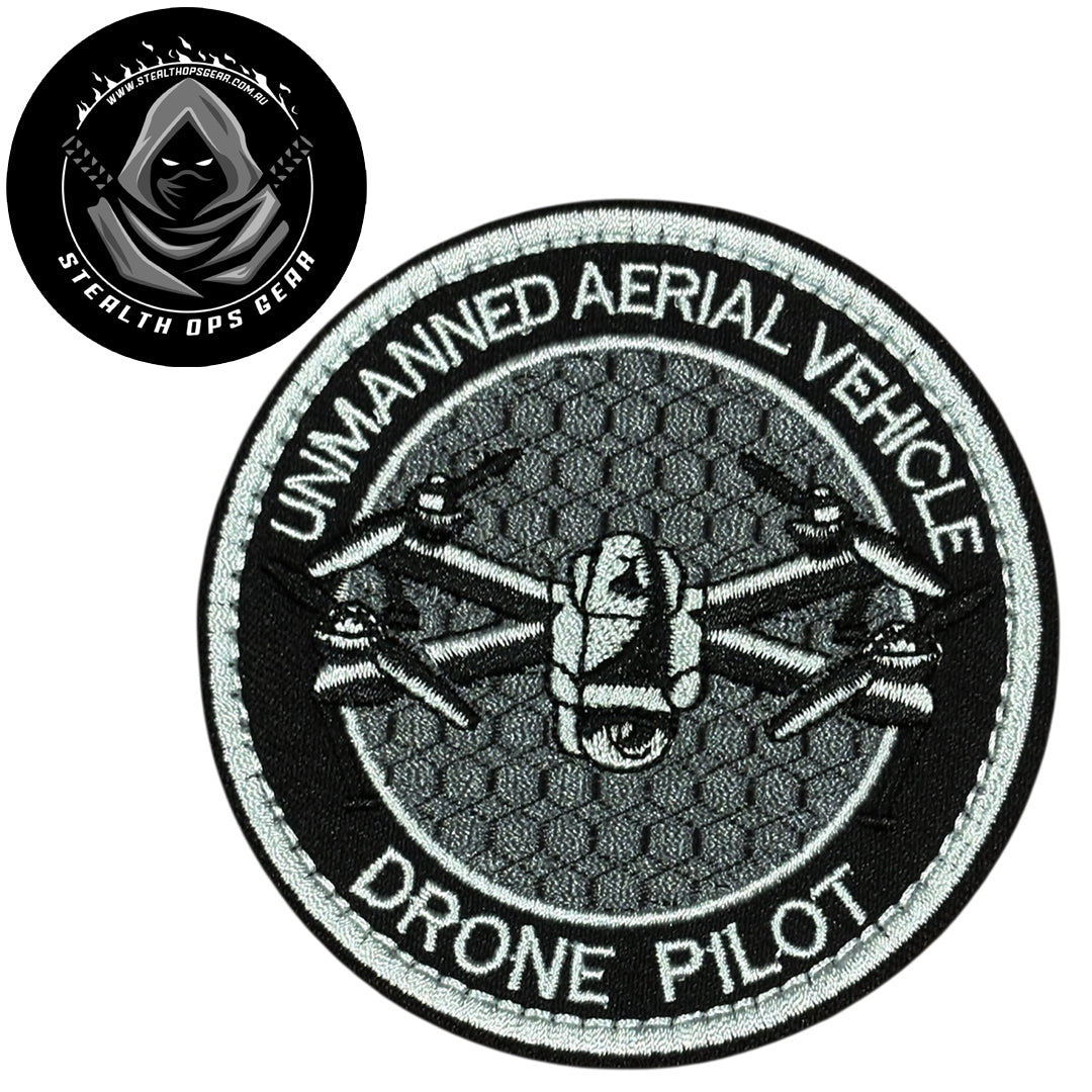 Unleash your creativity with the Drone Pilot Grey Embroidery Patch Hook & Loop Stealth Ops Gear! Measuring 8cm and featuring a beautifully embroidered design and secure hook & loop backing, this patch is a must-have for any collector. www.moralepatches.com.au