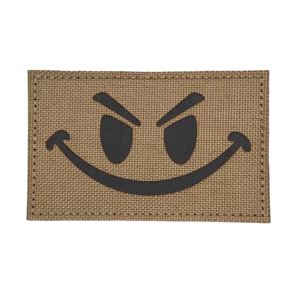 Evil Smile Laser Cut Tan Patch Hook & Loop. Size: 8x5cm www.moralepatches.com.au