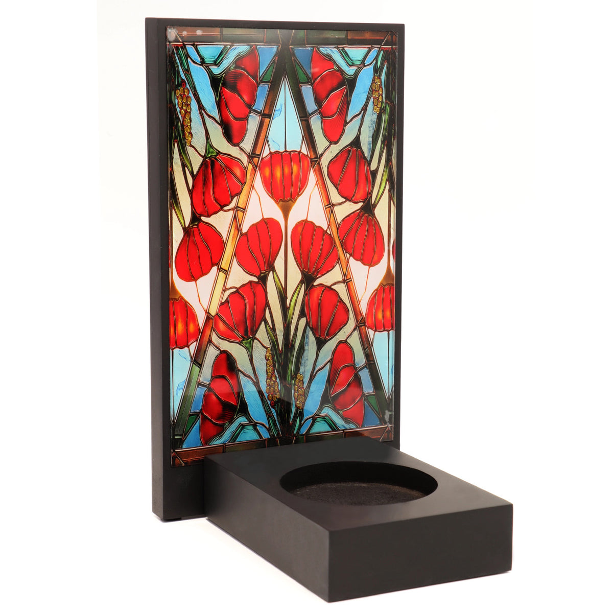 This beautifully crafted miniature figurine is a poignant tribute to our fallen soldiers. It comes with a striking acrylic backdrop, featuring an intricate stained-glass poppy design that adds depth and significance to the piece. www.moralepatches.com.au