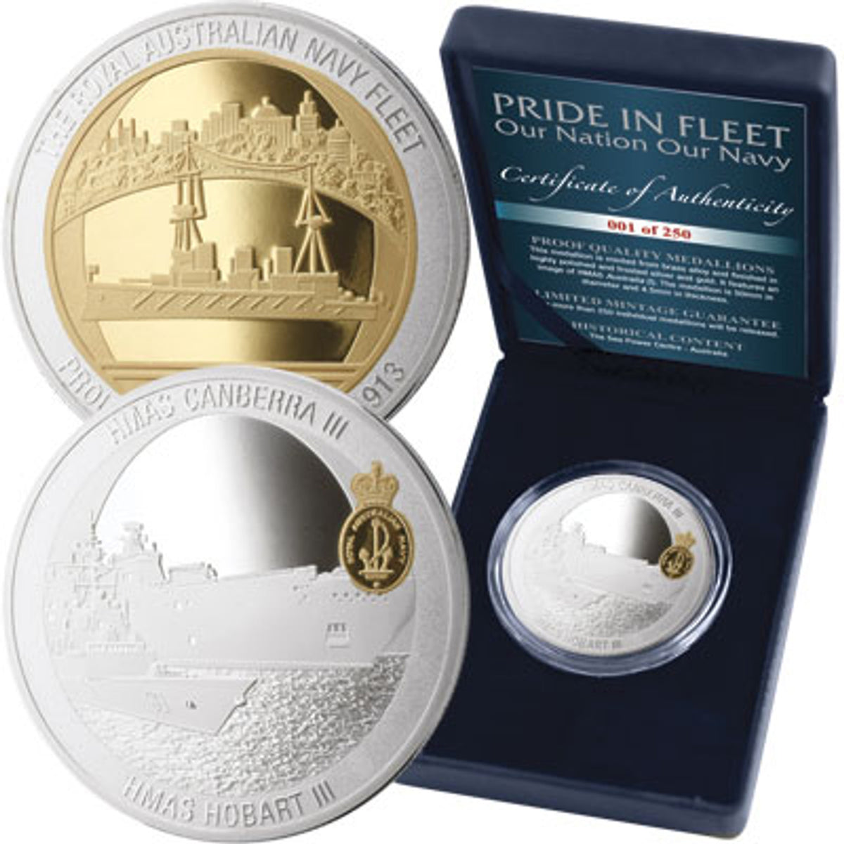 The HMAS Canberra-Hobart Limited Edition Medallion is a must-have collectible for military enthusiasts and history buffs. This exclusive medallion showcases our future ships, HMAS Canberra (III) and HMAS Hobart (III), representing the cutting-edge technology and strength of the Royal Australian Navy. www.moralepatches.com.au