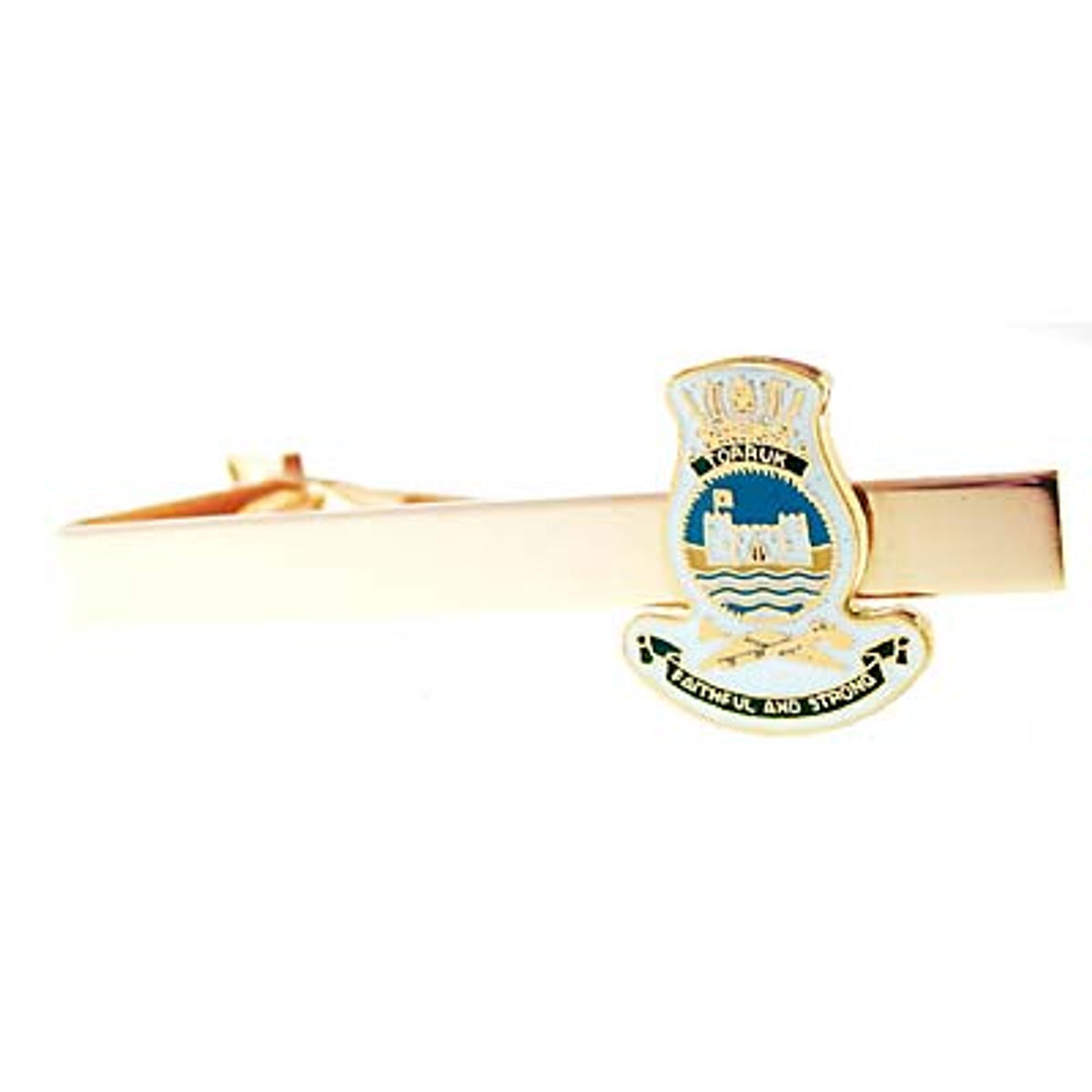Add a touch of elegance to your look with the HMAS Tobruk 20mm enamel tie bar! Crafted with gold-plated material, this gorgeous tie bar is perfect for any work or formal occasion. www.moralepatches.com.au
