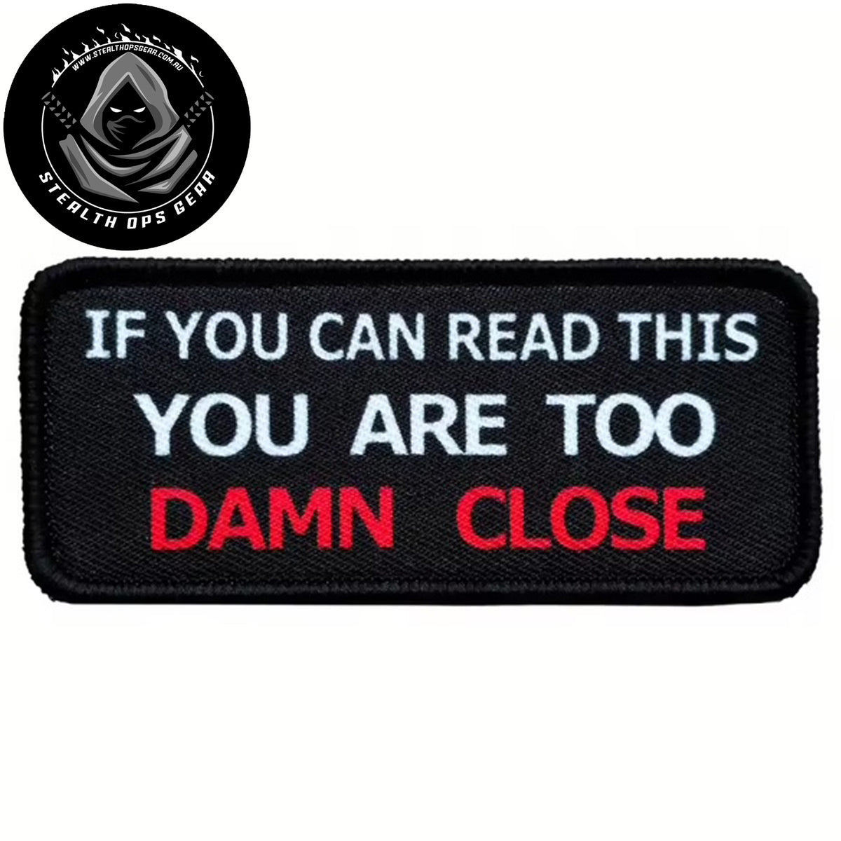 Unleash your creativity with the Hold On Embroidery Printed Patch Hook & Loop - Stealth Ops Gear! Measuring 8.5x3.6cm and featuring a beautifully embroidered design and secure hook & loop backing, this patch is a must-have for any collector. www.moralepatches.com.au