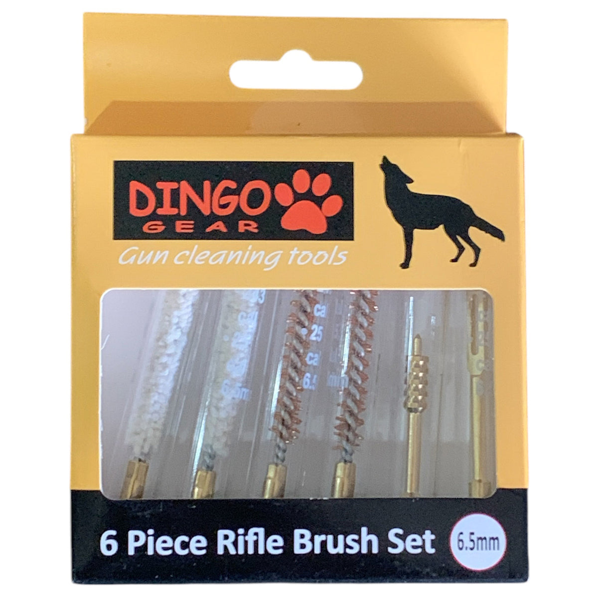 The Dingo Gear .6.5mm Rifle 6 piece Brush Set has the brushes you need. Each brush comes in its own plastic cylinder for safe and clean storage. www.moralepatches.com.au