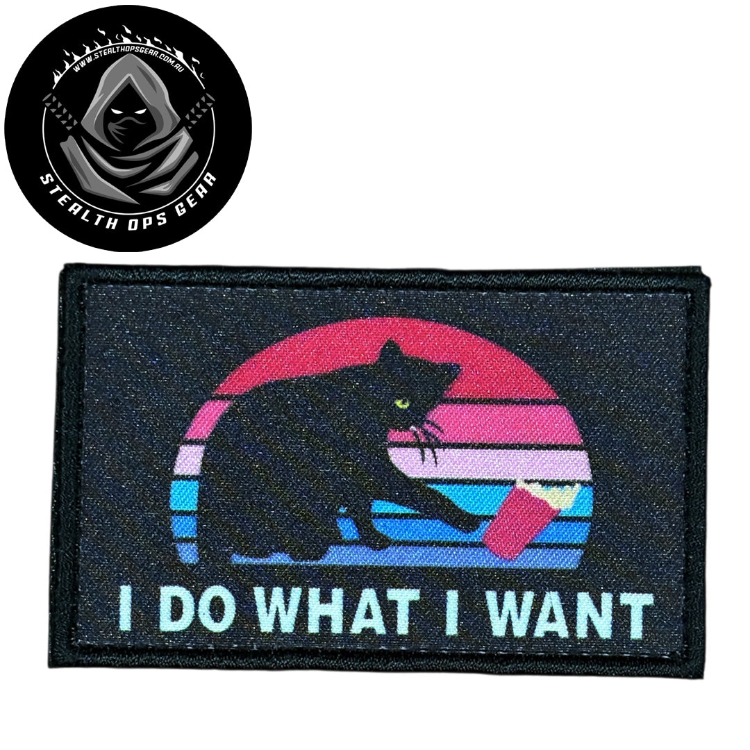 Unleash your creativity with the I Do What I Want Embroidery Morale Patch Hook & Loop Stealth Ops Gear! Measuring 8x5cm and featuring a beautifully embroidered design and secure hook & loop backing, this patch is a must-have for any collector. www.moralepatches.com.au