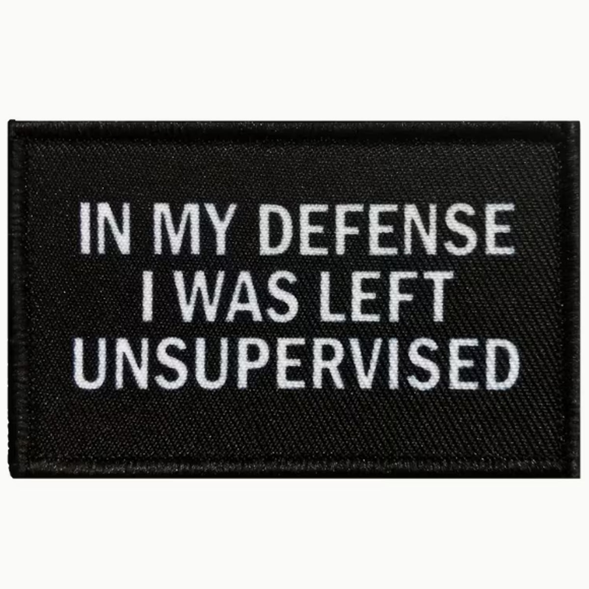 Unleash your rebellious spirit with the In My Defense I Was Left Unsupervised Morale Patch! Featuring an sublimated design and hook & loop backing, this 8x5cm patch is the perfect addition to your collection. Show off your unapologetic confidence and unique sense of humour with this high-quality product. www.moralepatches.com.au