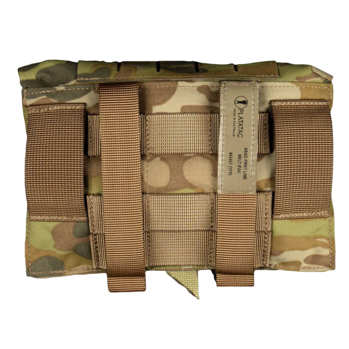 The Platatac ASAD First Line Belt IFAK is a compact, belt-mounted medical pouch designed for fast access and minimal bulk. Optimised for wear in the small of the back and mounted upside down, it keeps lifesaving medical essentials within easy reach—without interfering with your movement or other gear. www.moralepatches.com.au