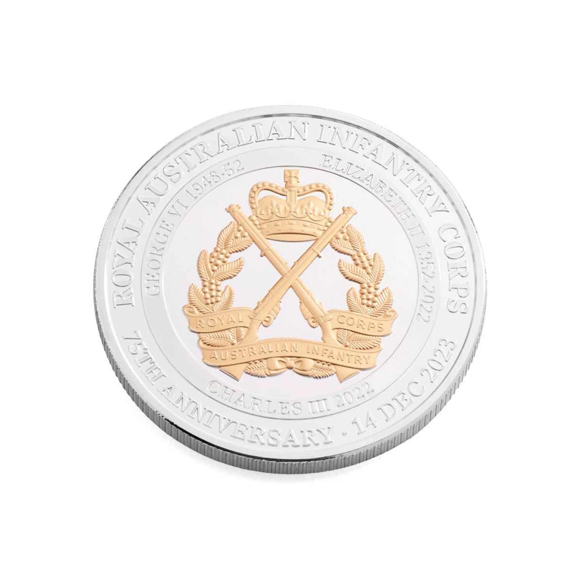 Embrace the Legacy: The 75th Anniversary Royal Australian Infantry Limited Edition Medallion in Leatherette Gift Case www.moralepatches.com.au medallion view