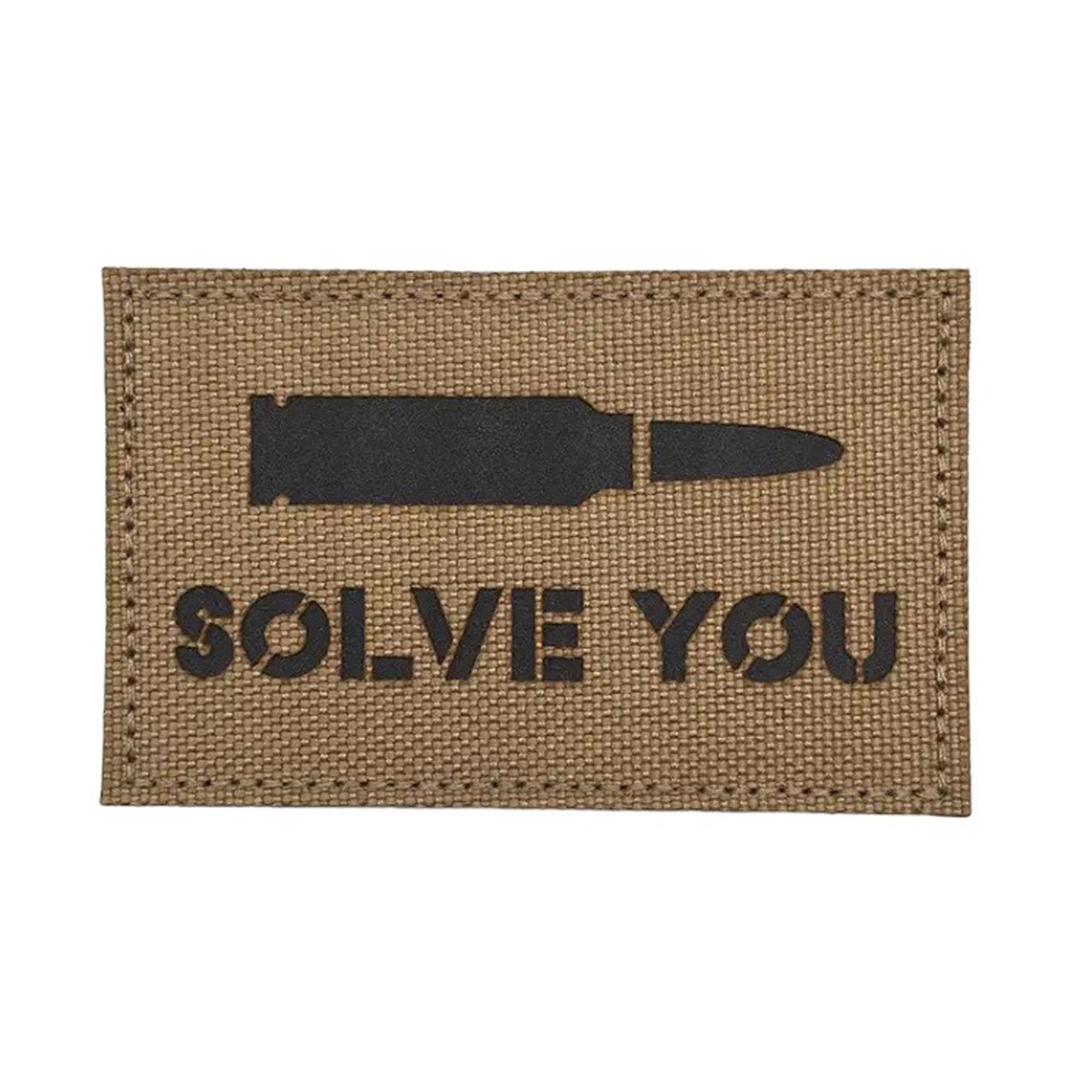 Solve You Laser Cut Tan Patch Hook & Loop. Size: 8x5cm www.moralepatches.com.au