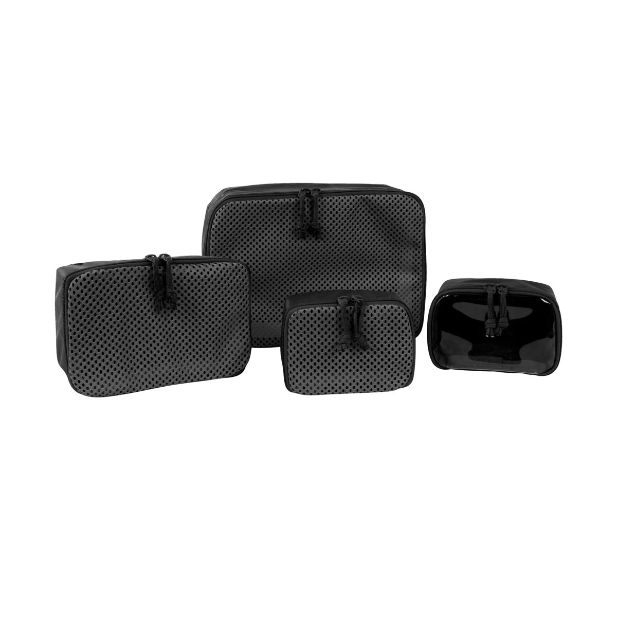 Set consists of: 2 pouches S: 15 x 11 x 6cm, 50g / 1 pouch M: 22 x 15 x 7cm, 65g / 1 pouch L (for compression): 30 x 22 x 15cm, 125g Weight: 290g (set) Material: 200 den Polyester PU, 150 den Polyester Mesh www.moralepatches.com.au