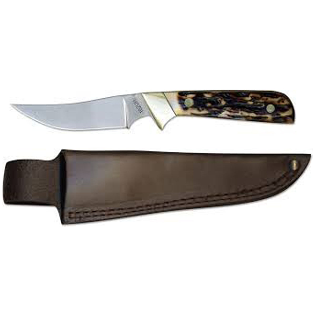 This Uncle Henry Wolverine Knife is a great tool to take along on hunting trips. It features a stainless steel satin finish clip point blade. The full tang blade is clad with Staglon scales, brass rivets and polished brass nickel bolsters. The Wolverine fixed blade comes with a leather sheath. www.moralepatches.com.au