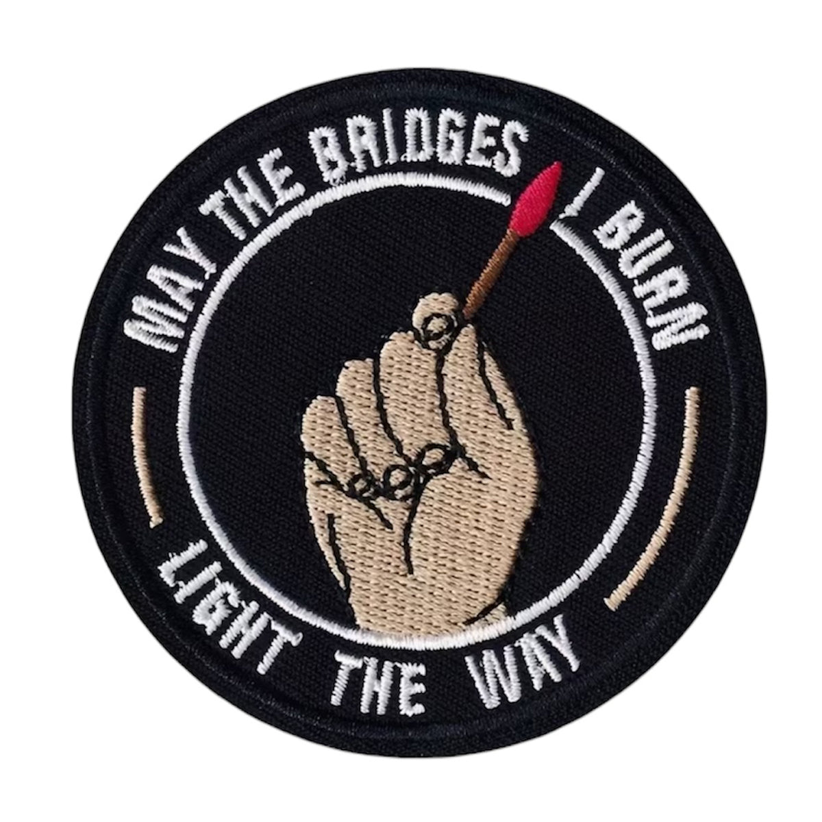 Bridges I Burn Iron On Morale Patch, measuring 7.5cm, is a striking and durable addition to personalize your gear with style and toughness. Crafted with high-quality embroidery, this patch features a versatile pattern that blends seamlessly with various tactical and outdoor equipment. www.moralepatches.com.au