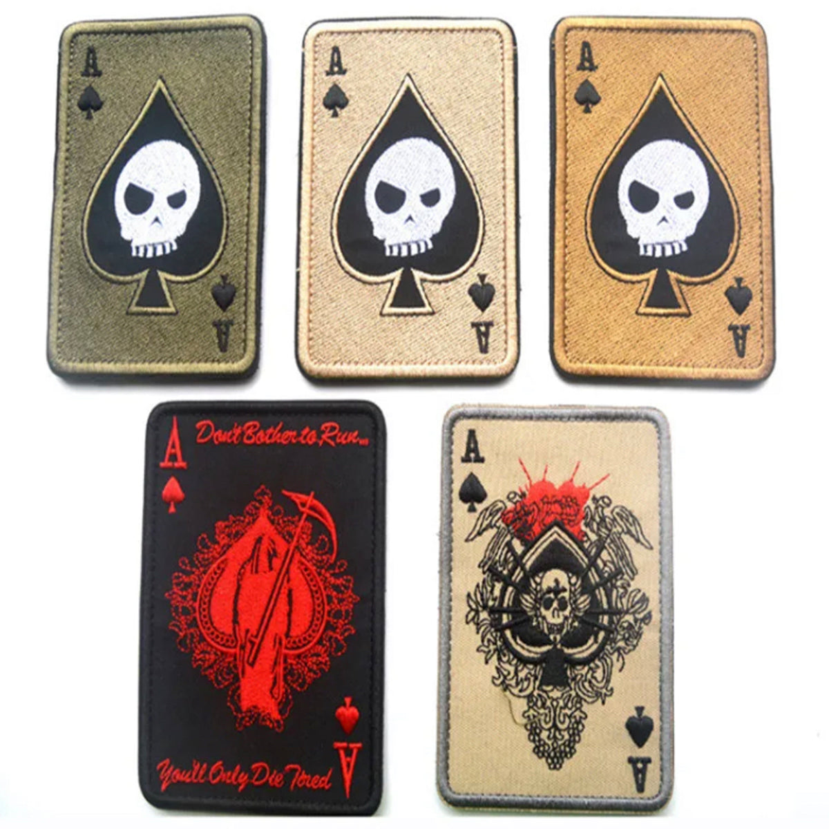Unleash your targeting inner poker champ with the striking Death Card Poker Ace Of Spades Hook & Loop Patch in a perfect 10x7.5cm size. www.moralepatches.com.au