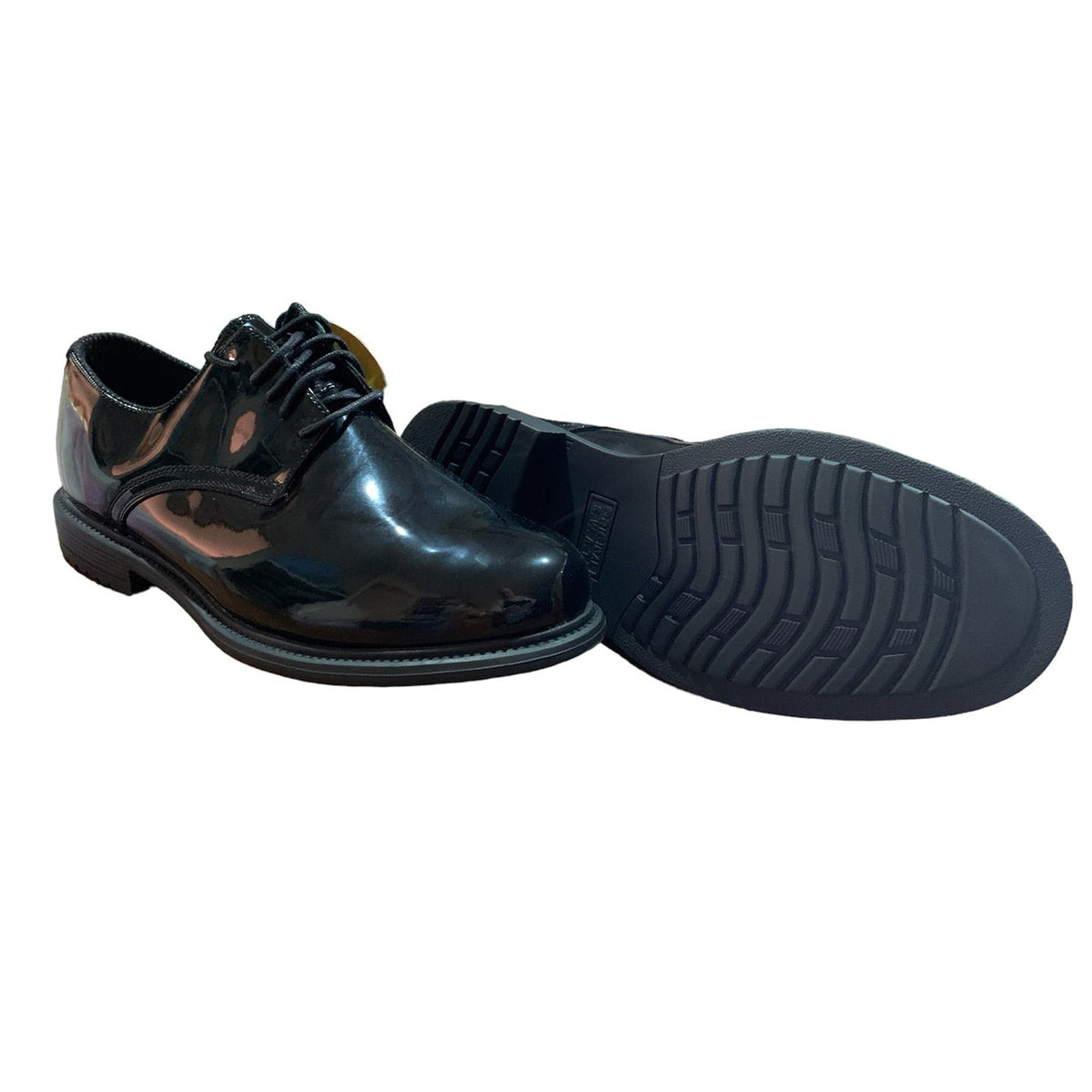 Goodyear welted high shine shoe. Board-lasted construction for comfort and support Upper:High gloss synthetic patent leather upper Outsole: Goodyear welted construction www.moralepatches.com.au
