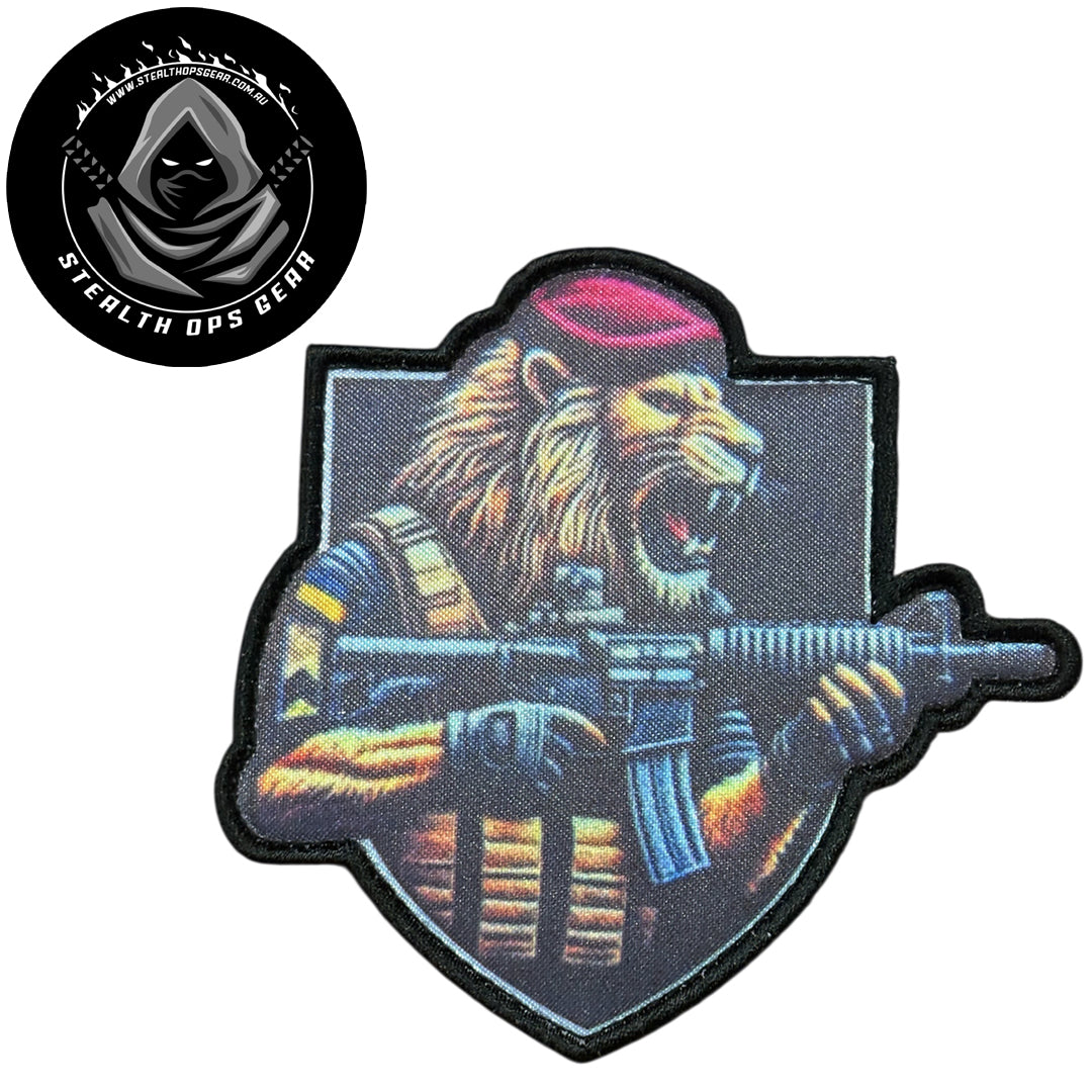 Unleash your creativity with the Lion Commando Embroidery Patch Hook & Loop Stealth Ops Gear! Measuring 8.7x8.6cm and featuring a beautifully embroidered design and secure hook & loop backing, this patch is a must-have for any collector. www.moralepatches.com.au