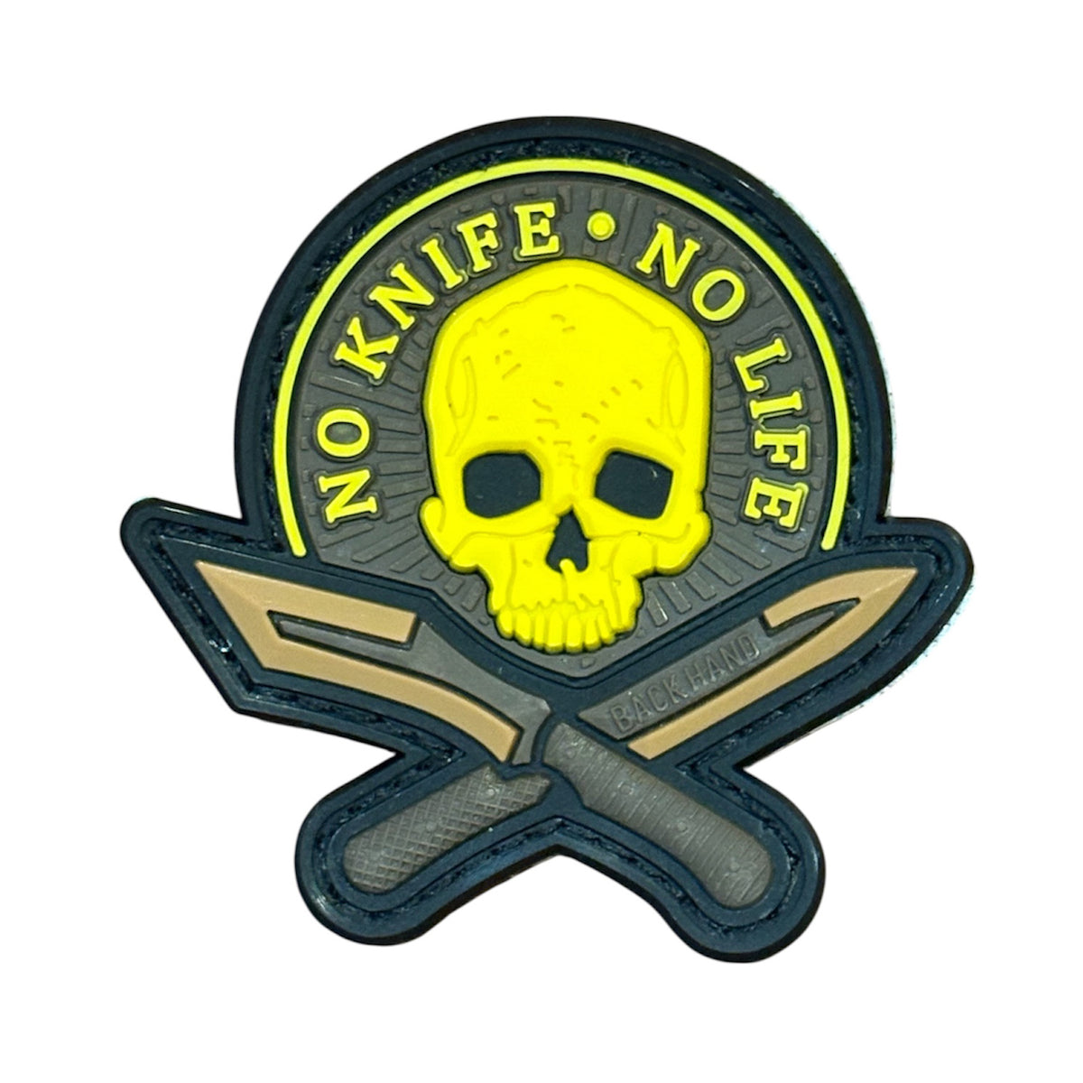 Make a bold statement with the No knife PVC Morale Patch Hook & Loop. This striking 6.5x6cm patch features laser-cut precision detailing that demands attention. Backed with both hook and loop fasteners, it's ready to attach to tactical gear, backpacks, or uniforms instantly. www.moralepatches.com.au