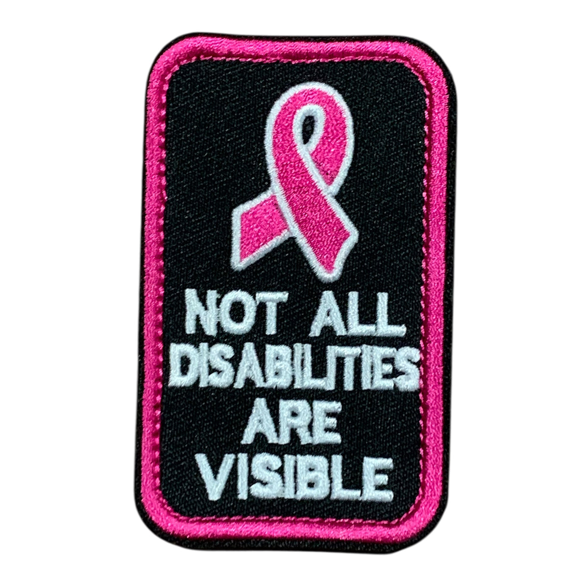 Unleash your creativity with the Not All disabilities Are Visible Patch Hook & Loop! Measuring 9x5.5cm and featuring a beautifully embroidered design and secure hook & loop backing, this patch is a must-have for any collector. www.moralepatches.com.au
