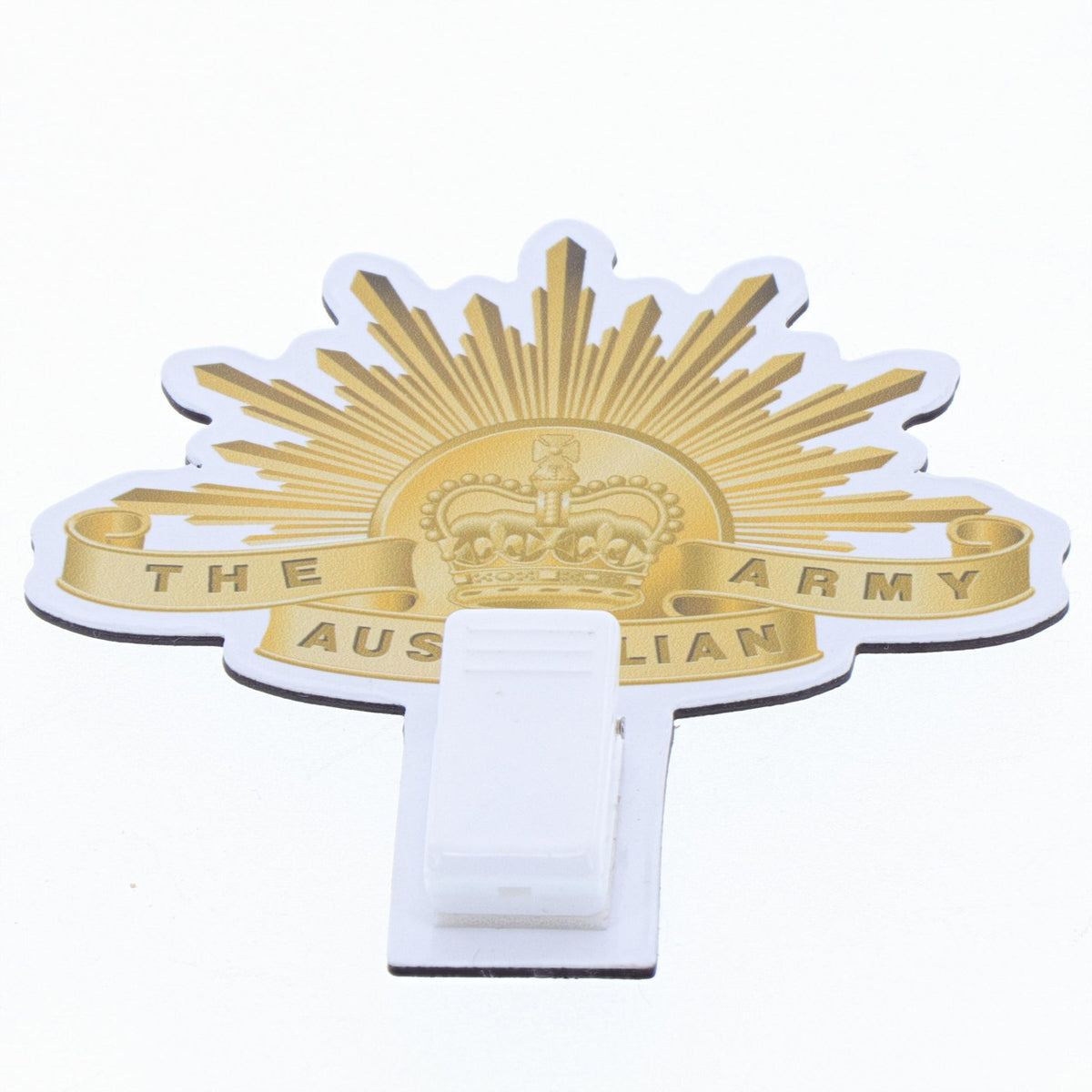 The Rising Sun magnet with clip is the perfect accessory to keep your notes and pictures right where you can see them! This magnet with clip is not only functional but also adds a touch of style to your workspace. www.moralepatches.com.au