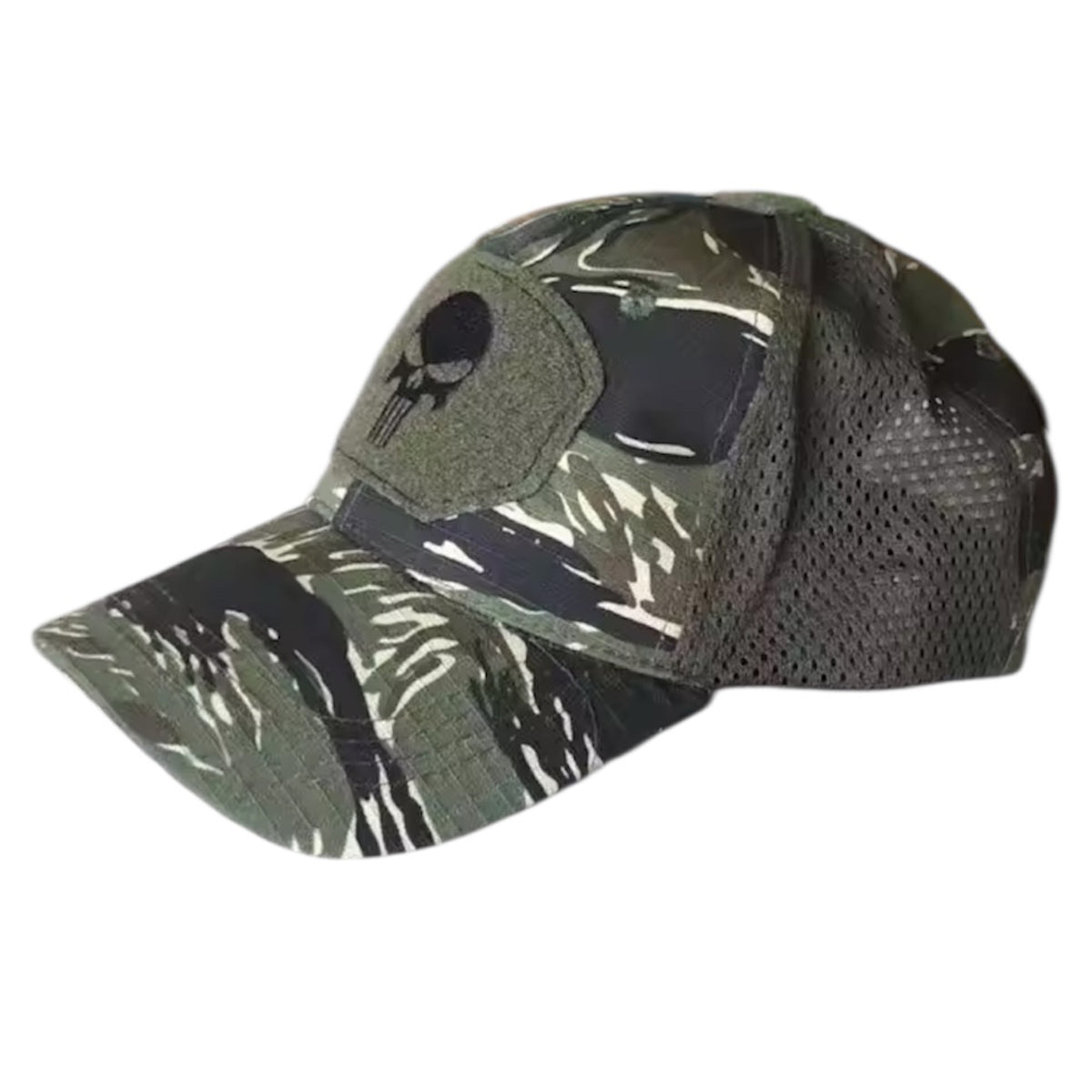 Experience the ultimate in style and comfort with our Military Punisher Cap. One size fits all with adjustable velcro straps, and the lightweight fabric ensures all-day wearability. Our 6-panel design features cooling mesh panels on both sides for added breathability. www.moralepatches.com.au