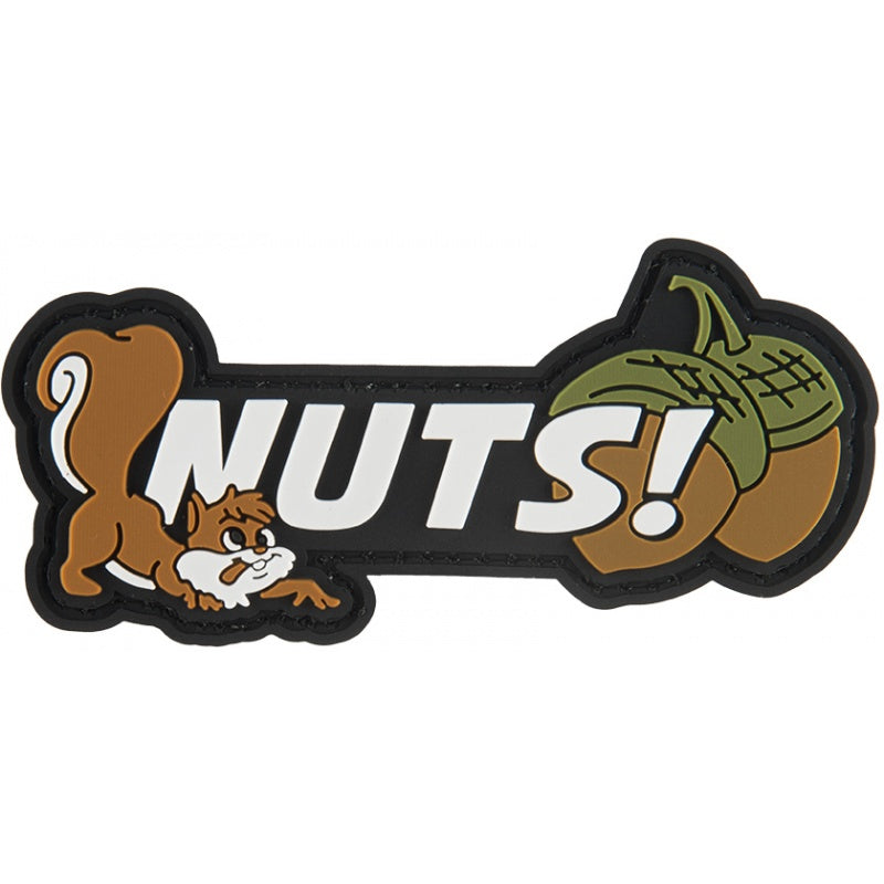 Nuts PVC Patch Full Colour, Velcro backed Badge. Great for attaching to your field gear, jackets, shirts, pants, jeans, hats or even create your own patch board. Size: 9.5x4.5cm