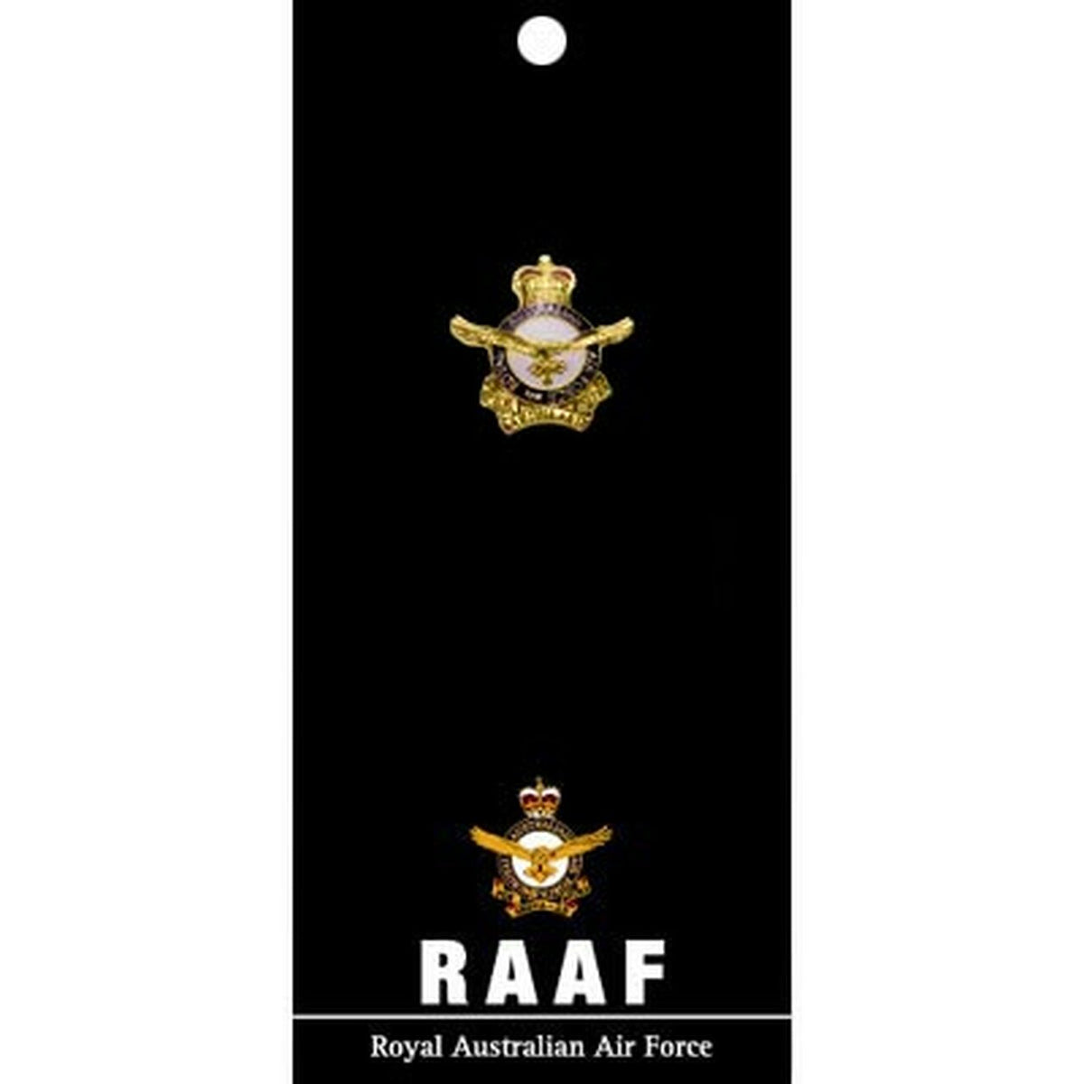 Air Force 20mm full colour enamel lapel pin. Displayed on a presentation card. This beautiful gold plated lapel pin will look great on both you jacket or on your cap.