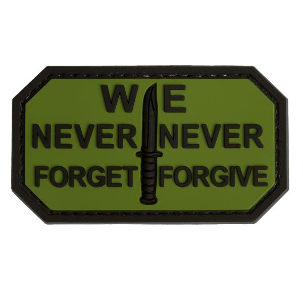 We Never Forget Never Forgive PVC Patch, Velcro backed Badge. Great for attaching to your field gear, jackets, shirts, pants, jeans, hats or even create your own patch board. Size: 7x4cm