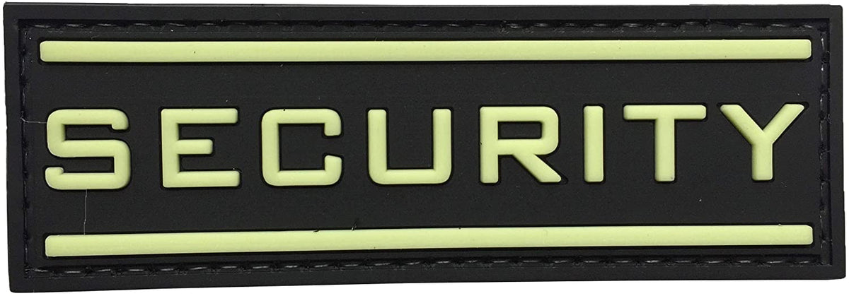Security PVC Patch Glow in the Dark, Velcro backed Badge. Great for attaching to your field gear, jackets, shirts, pants, jeans, hats or even create your own patch board. Size: 9x3cm