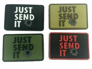 Just Send it PVC Patch, Velcro backed Badge. Great for attaching to your field gear, jackets, shirts, pants, jeans, hats or even create your own patch board. Size: 7.5x5cm