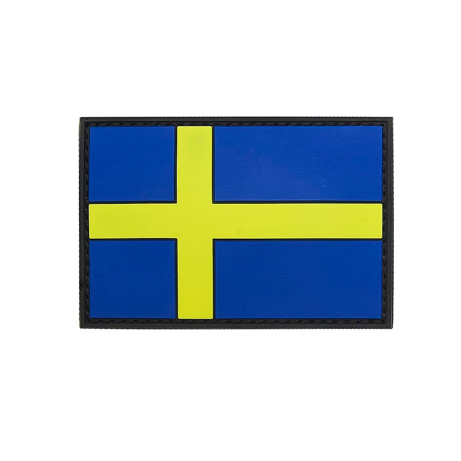 Swedish Flag PVC Patch, Velcro backed Badge. Great for attaching to your field gear, jackets, shirts, pants, jeans, hats or even create your own patch board. Size: 7.5x5cm