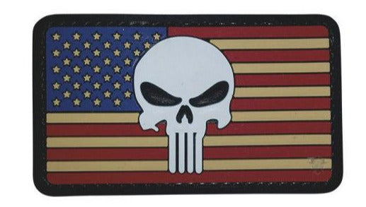 US Flag with Skill PVC Patch Full Colour, Velcro backed Badge. Great for attaching to your field gear, jackets, shirts, pants, jeans, hats or even create your own patch board. Size: 8.5x5cm