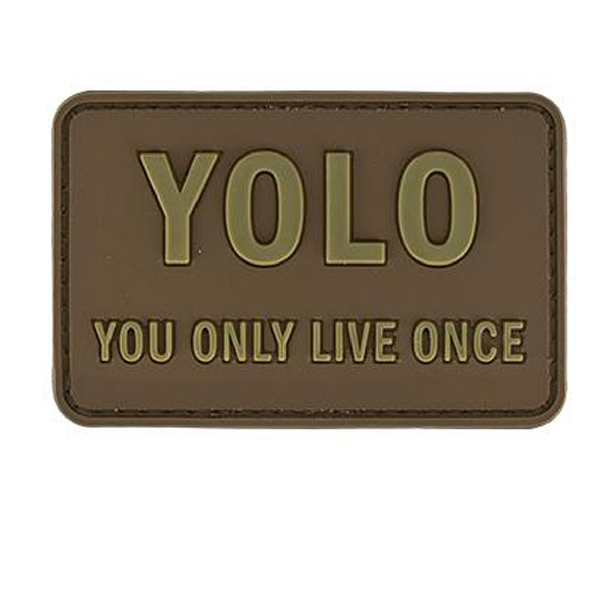 YOU ONLY LIVE ONCE PVC Patch, Velcro backed Badge. Great for attaching to your field gear, jackets, shirts, pants, jeans, hats or even create your own patch board. Size: 7.5x5cm