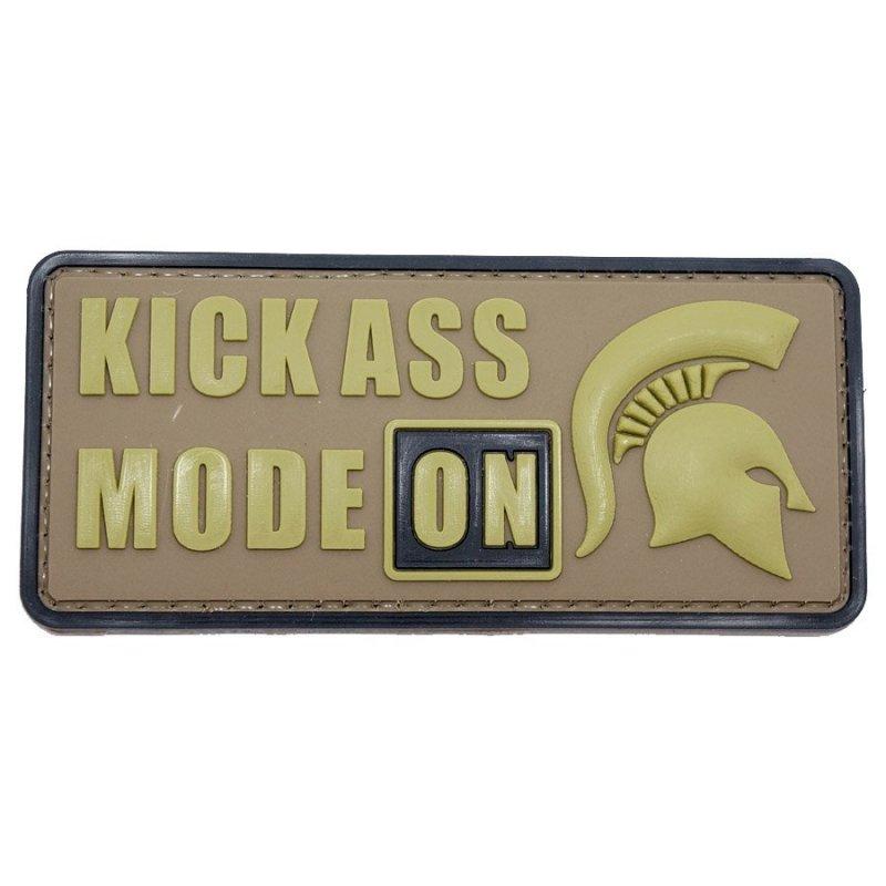 Kick Ass, Mode ON PVC Patch, Velcro backed Badge. Great for attaching to your field gear, jackets, shirts, pants, jeans, hats or even create your own patch board. Size: 10x4.5cm