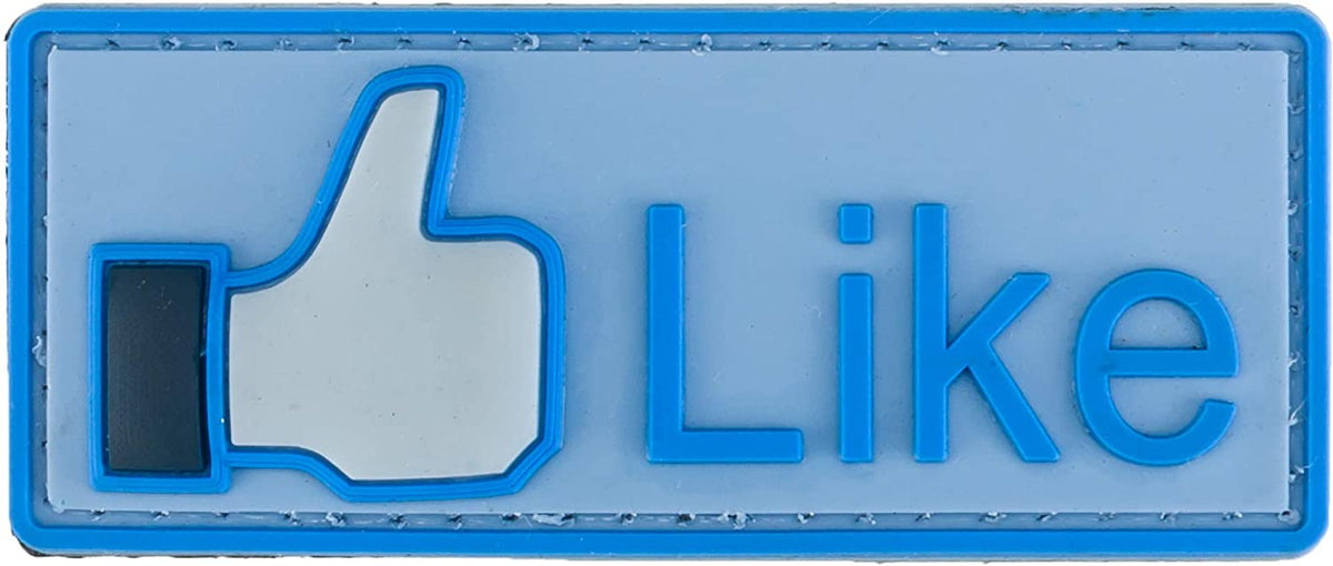 Like Button PVC Patch Blue, Velcro backed Badge. Great for attaching to your field gear, jackets, shirts, pants, jeans, hats or even create your own patch board. Size: 7.5x3cm