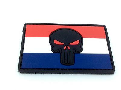 Netherlands Flag with Skull PVC Patch, Velcro backed Badge. Great for attaching to your field gear, jackets, shirts, pants, jeans, hats or even create your own patch board. Size: 8x5cm