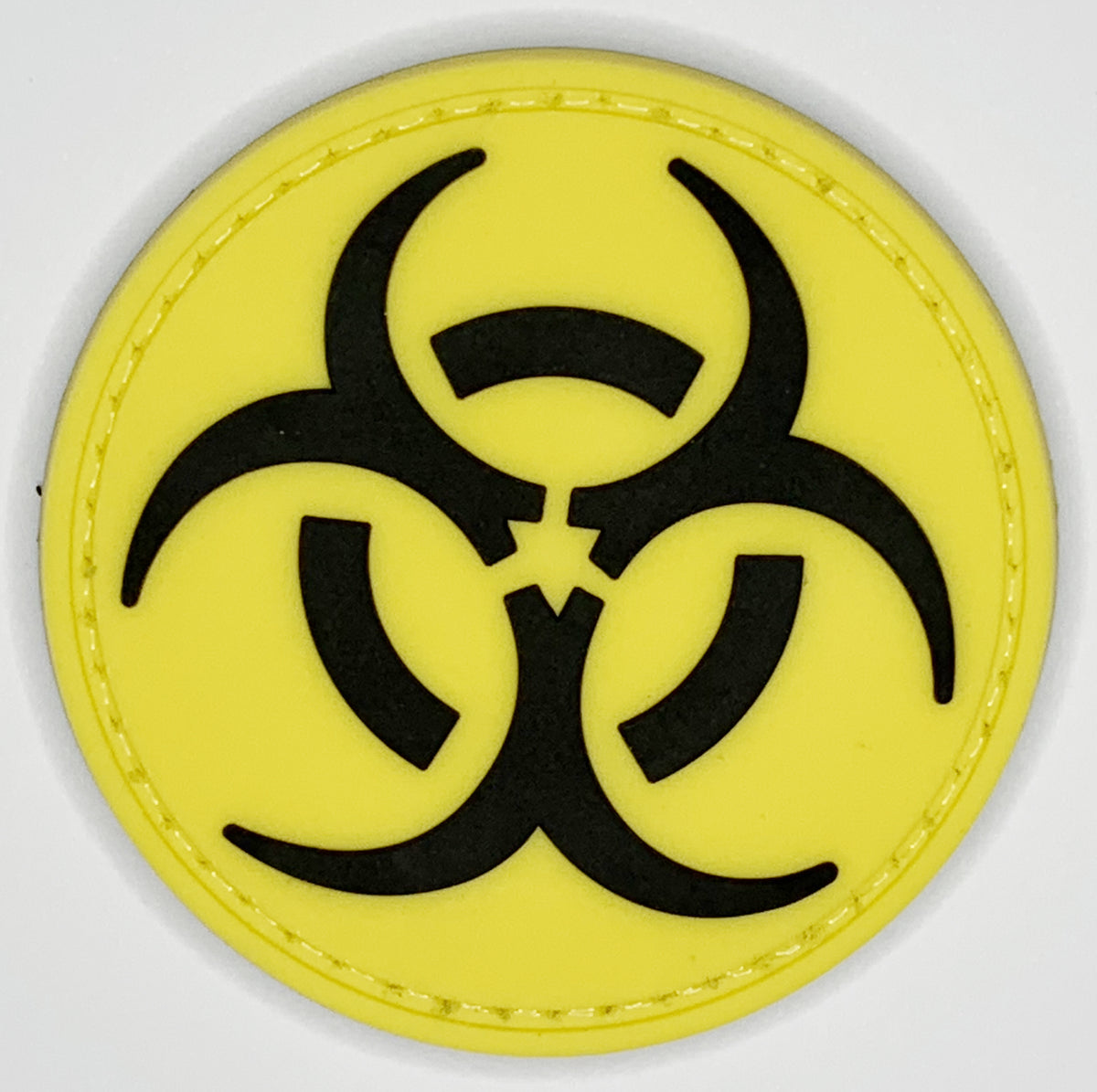 Rounded Biohazard PVC Patch Yellow, Velcro backed Badge. Great for attaching to your field gear, jackets, shirts, pants, jeans, hats or even create your own patch board. Size: 6cm