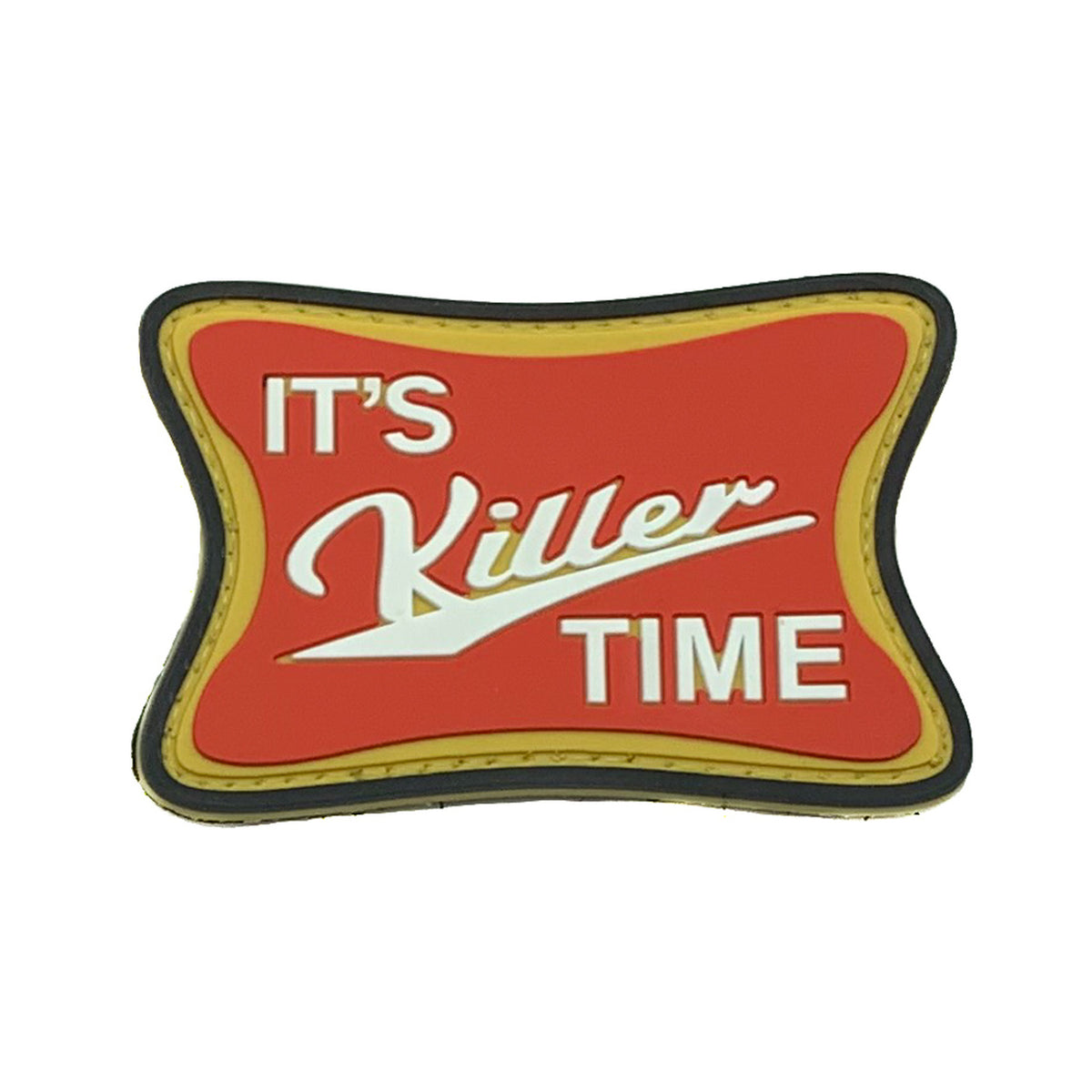 It's Killer Time PVC Patch, Velcro backed Badge. Great for attaching to your field gear, jackets, shirts, pants, jeans, hats or even create your own patch board. Size: 7.5x5cm