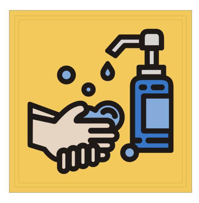 Wash Your Hands with Hand Sanitizer PVC Patch, Velcro backed Badge. Great for attaching to your field gear, jackets, shirts, pants, jeans, hats or even create your own patch board. Size: 6x6cm