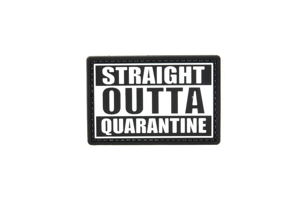 Straight Outta Quarantine PVC Patch, Velcro backed Badge. Great for attaching to your field gear, jackets, shirts, pants, jeans, hats or even create your own patch board. Size: 7.5x5cm