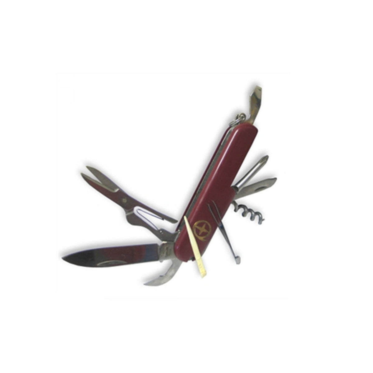 The 9 Function Swiss Army Knife includes a small blade, scissors, bottle opener, tweezers, toothpick, corkscrew, nail file, screwdriver and flathead screwdriver. With a convenient keyring attachment, the 9 Function Swiss Army Knife can instantly attach to your car keys for all your everyday adventures. www.moralepatches.com.au