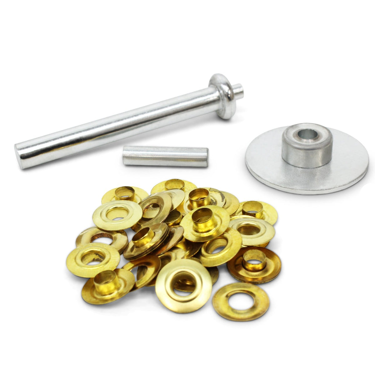This Brass eyelet kit is great for adding grommets. Ideal for use with canvas, tarps and other such materials. 20 Grommets Cutting tool Die Insert Punch www.moralepatches.com.au