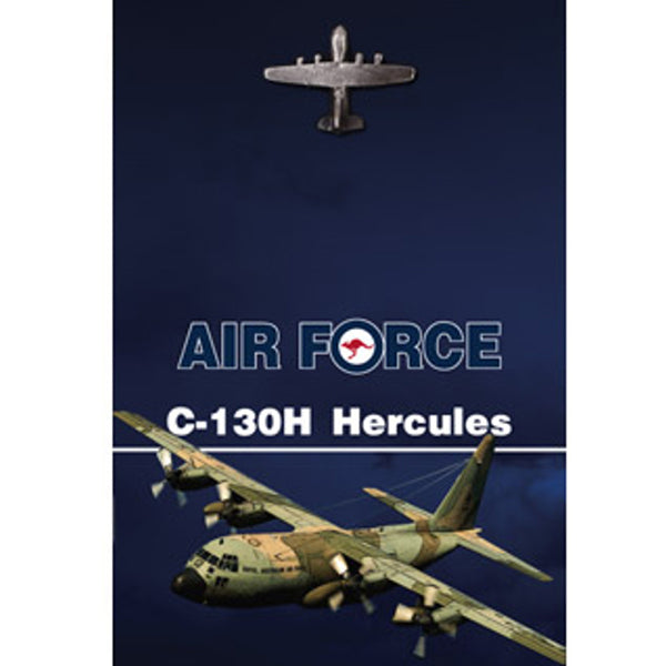 Get the quality C-130H Hercules Lapel in today. This 25mm nickel-plated lapel pin is a masterful 3D lapel pin, with a butterfly clasp on the back and comes on a presentation card. Own this fantastic lapel pin today. Specifications: Material: Nickel-plated Colour: Silver Size: 25mm