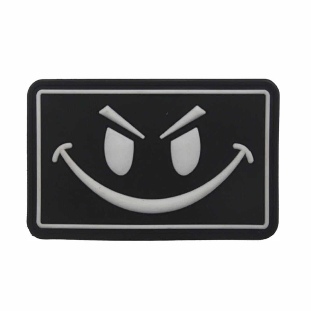 Big Evil Smiley PVC Patch Large, Velcro backed Badge. Great for attaching to your field gear, jackets, shirts, pants, jeans, hats or even create your own patch board. Size: 8x5cm www.moralepatches.com.au