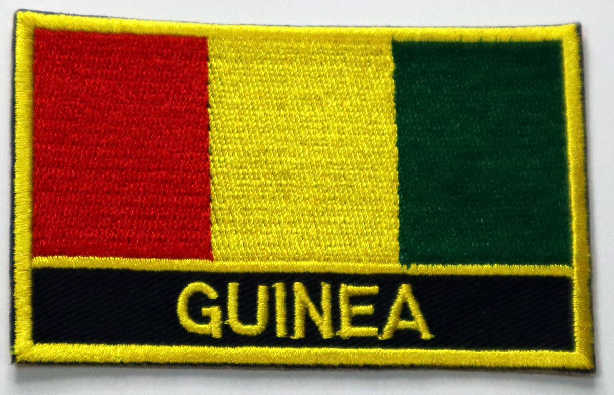 Guinea Flag Iron On Patch. Great for attaching to your jackets, shirts, pants, jeans, hats. Size: 8x5cm