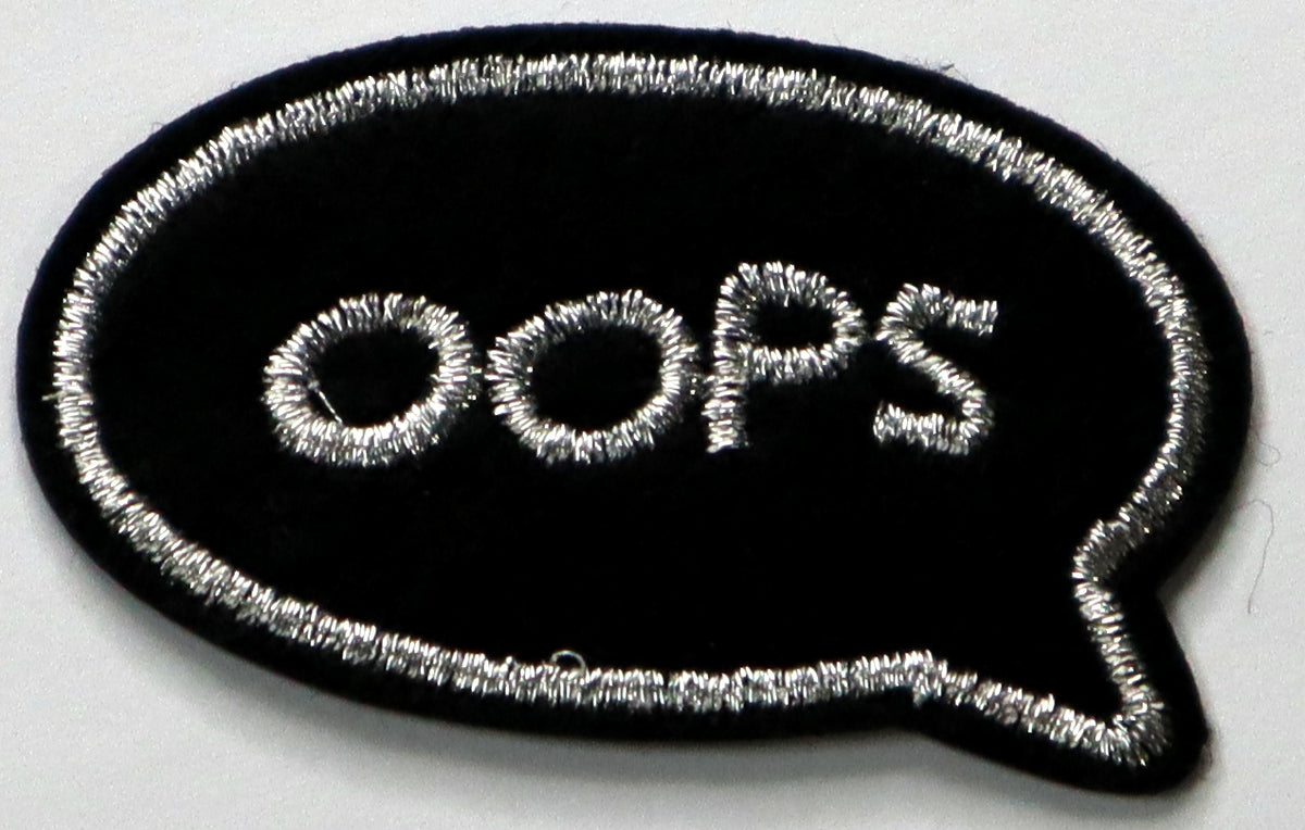 Oops Iron On Patch. Great for attaching to your jackets, shirts, pants, jeans, hats. Size: 5.5x3.5cm