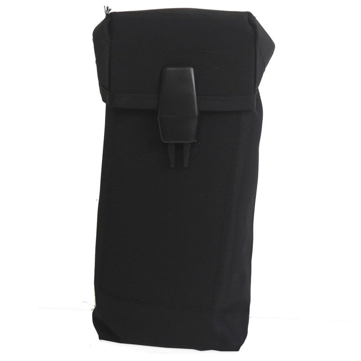 Larger ALICE. pouch with easy open clip closure. The pouch has clips for attaching to a belt or pack. Material: Nylon Measurements: 25 x 11 x 8cm. Colour: Black www.moralepatches.com.au